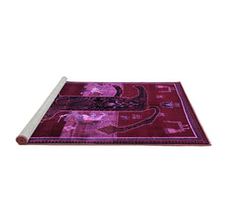 Sideview of Machine Washable Animal Purple Traditional Area Rugs, wshtr2375pur
