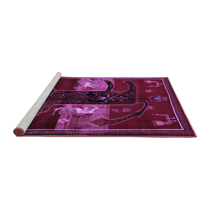 Sideview of Machine Washable Animal Purple Traditional Area Rugs, wshtr2375pur