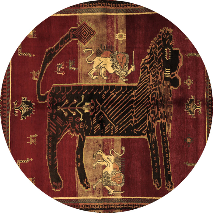 Round Animal Brown Traditional Rug, tr2375brn