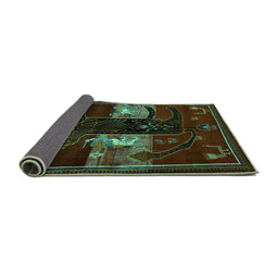 Sideview of Animal Turquoise Traditional Rug, tr2375turq