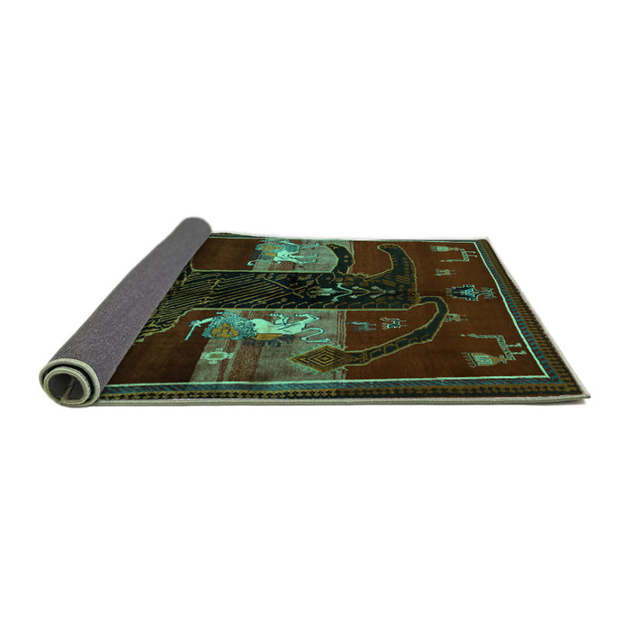 Sideview of Animal Turquoise Traditional Rug, tr2375turq