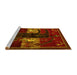 Sideview of Machine Washable Animal Yellow Traditional Rug, wshtr2375yw