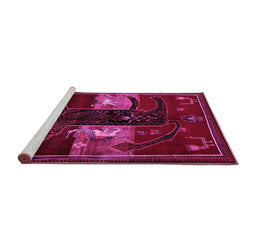 Sideview of Machine Washable Animal Pink Traditional Rug, wshtr2375pnk