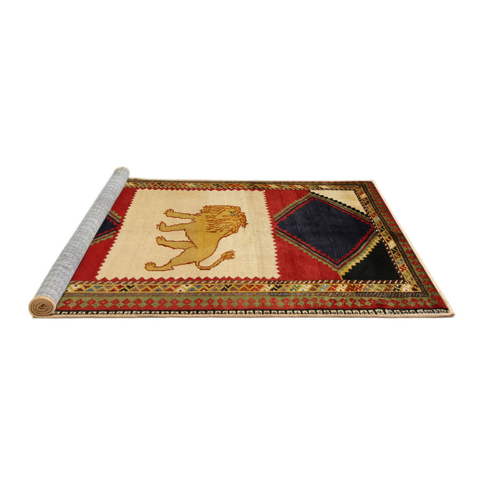Sideview of Machine Washable Traditional Gold Rug, wshtr2376