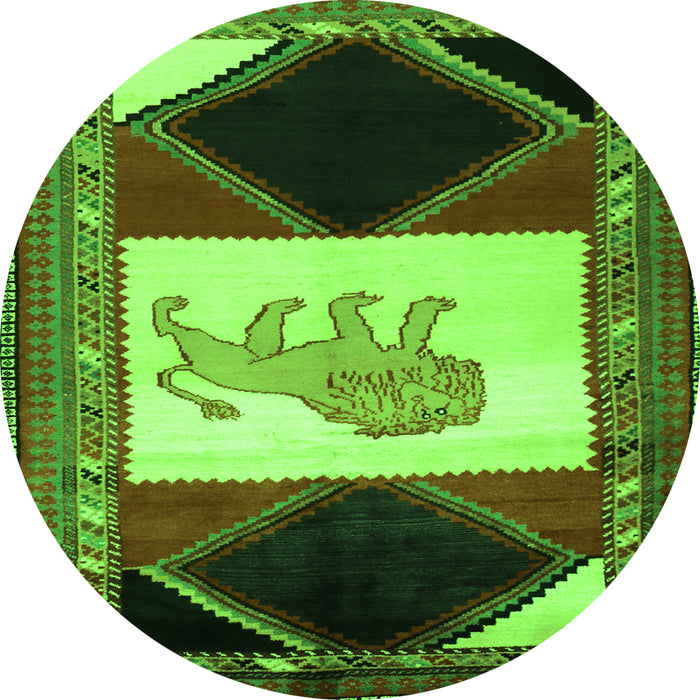Square Animal Green Traditional Rug, tr2376grn