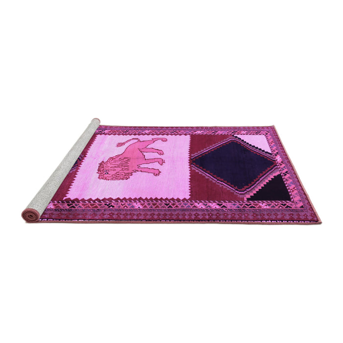 Sideview of Machine Washable Animal Purple Traditional Area Rugs, wshtr2376pur