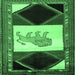 Square Machine Washable Animal Emerald Green Traditional Area Rugs, wshtr2376emgrn