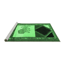 Sideview of Machine Washable Animal Emerald Green Traditional Area Rugs, wshtr2376emgrn