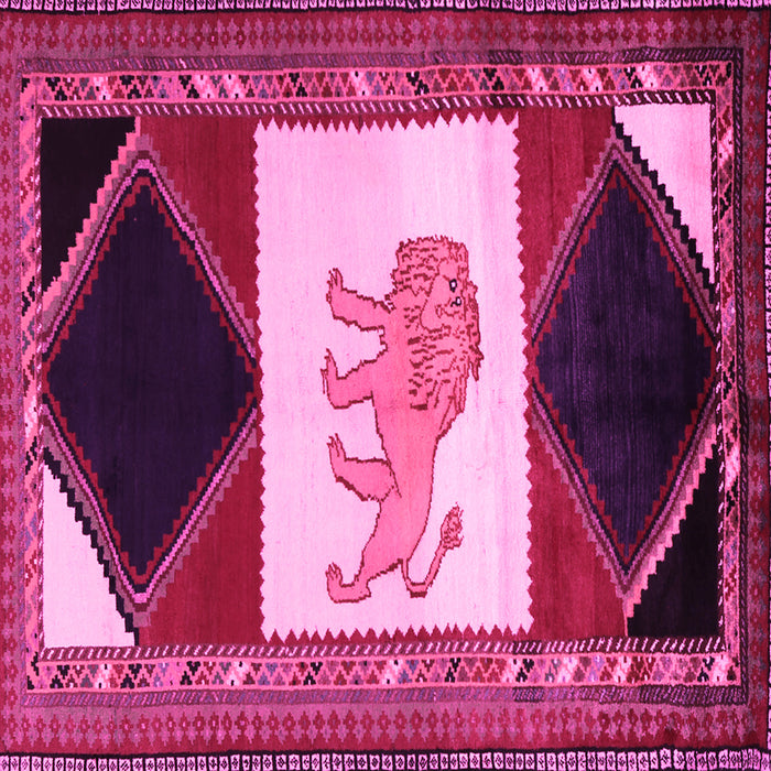 Square Animal Pink Traditional Rug, tr2376pnk