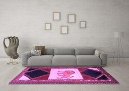 Machine Washable Animal Purple Traditional Area Rugs in a Living Room, wshtr2376pur