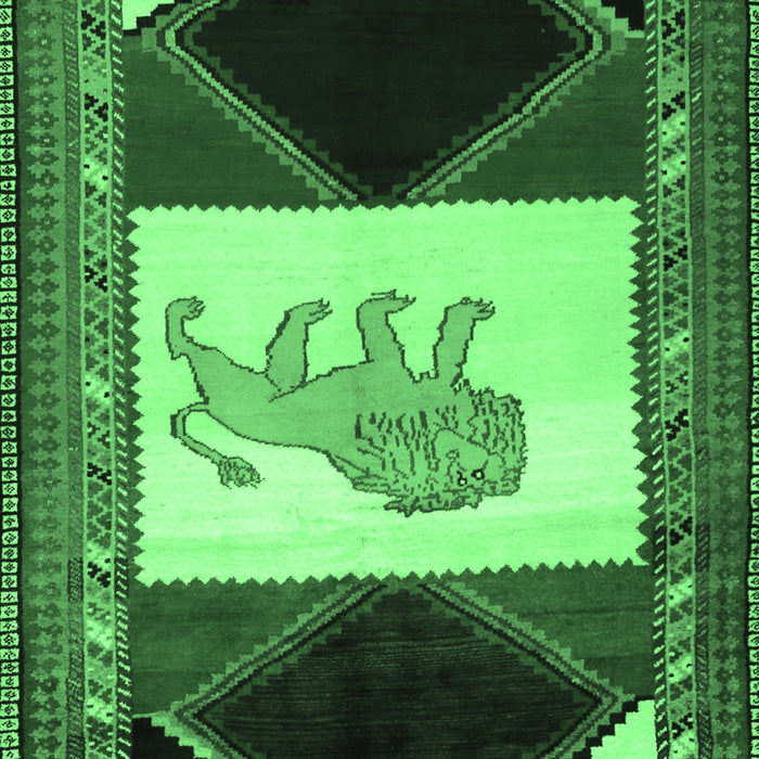 Animal Emerald Green Traditional Rug, tr2376emgrn