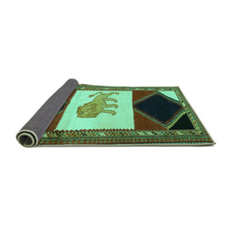 Sideview of Animal Turquoise Traditional Rug, tr2376turq
