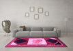 Machine Washable Animal Pink Traditional Rug in a Living Room, wshtr2376pnk