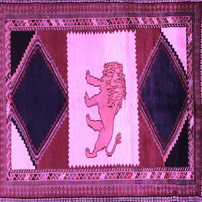 Square Machine Washable Animal Purple Traditional Area Rugs, wshtr2376pur