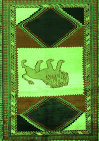 Animal Green Traditional Rug, tr2376grn