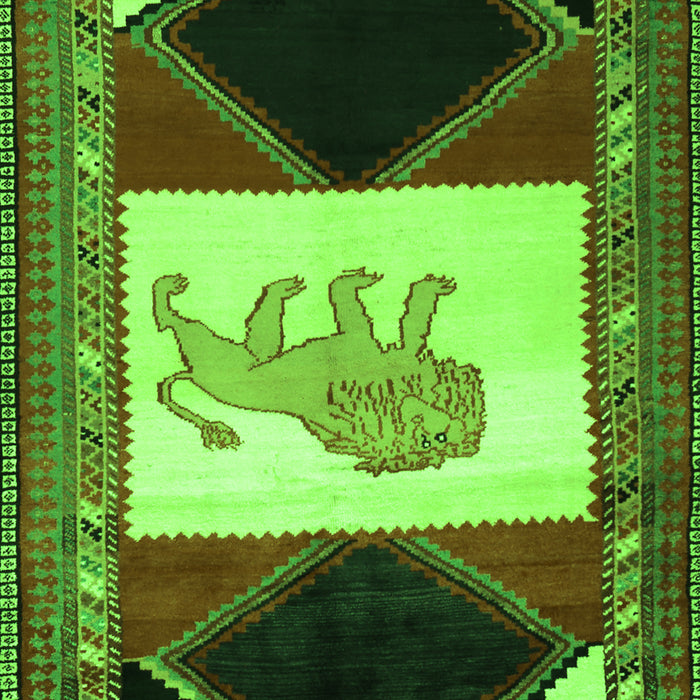 Animal Green Traditional Rug, tr2376grn