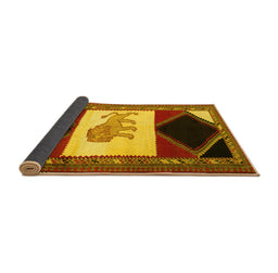Sideview of Animal Yellow Traditional Rug, tr2376yw