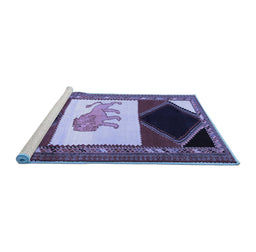 Sideview of Machine Washable Animal Blue Traditional Rug, wshtr2376blu