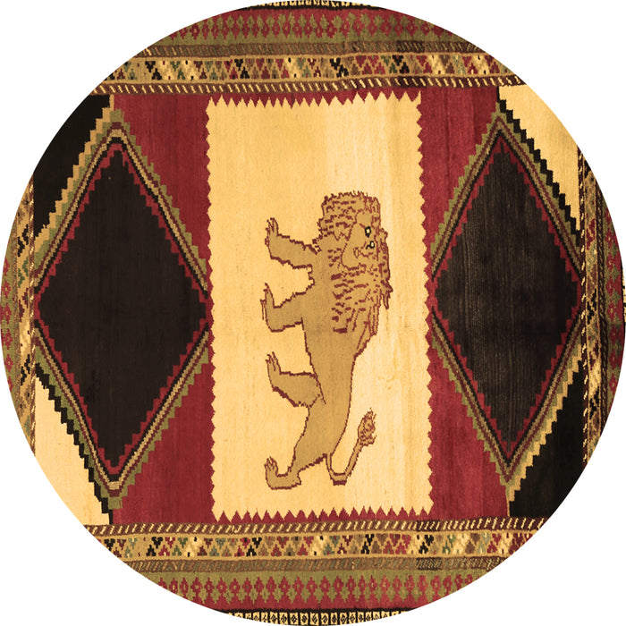 Round Machine Washable Animal Brown Traditional Rug, wshtr2376brn