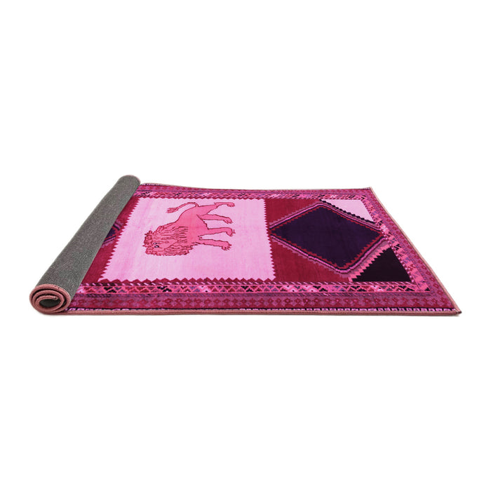 Sideview of Animal Pink Traditional Rug, tr2376pnk