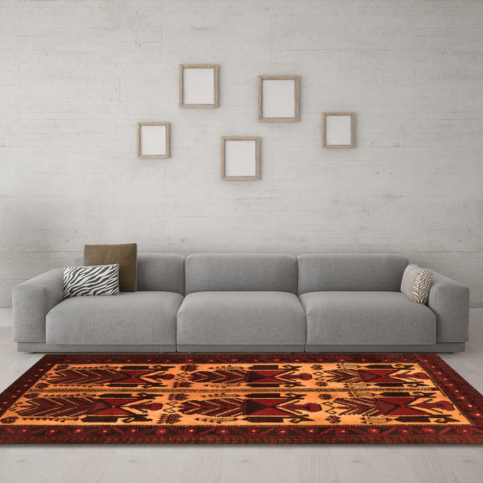 Machine Washable Persian Orange Traditional Area Rugs in a Living Room, wshtr2377org