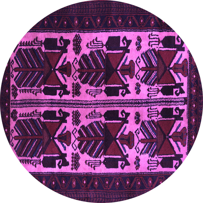 Round Machine Washable Persian Purple Traditional Area Rugs, wshtr2377pur