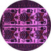 Round Machine Washable Persian Purple Traditional Area Rugs, wshtr2377pur