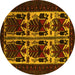 Round Persian Yellow Traditional Rug, tr2377yw