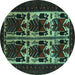 Round Persian Turquoise Traditional Rug, tr2377turq