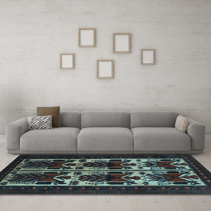 Machine Washable Persian Light Blue Traditional Rug in a Living Room, wshtr2377lblu