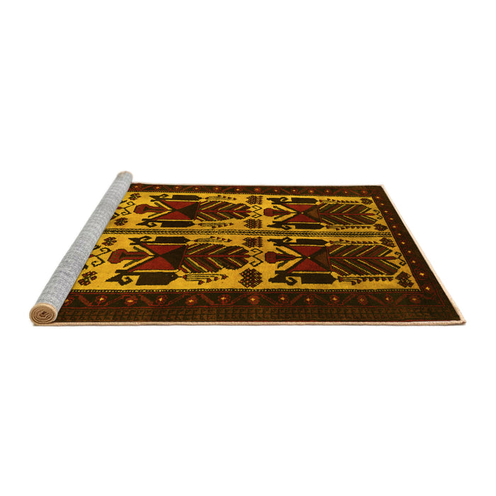 Sideview of Machine Washable Persian Yellow Traditional Rug, wshtr2377yw