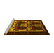 Sideview of Machine Washable Persian Yellow Traditional Rug, wshtr2377yw