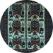 Round Persian Light Blue Traditional Rug, tr2377lblu