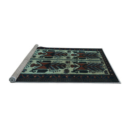 Sideview of Machine Washable Persian Light Blue Traditional Rug, wshtr2377lblu