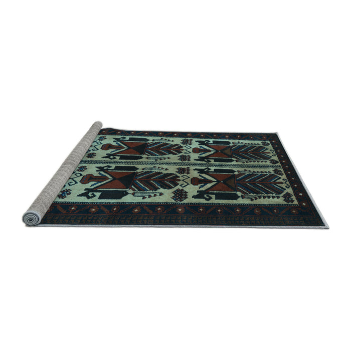 Sideview of Machine Washable Persian Light Blue Traditional Rug, wshtr2377lblu
