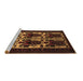 Sideview of Machine Washable Persian Brown Traditional Rug, wshtr2377brn