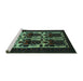 Sideview of Machine Washable Persian Turquoise Traditional Area Rugs, wshtr2377turq