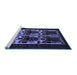 Sideview of Machine Washable Persian Blue Traditional Rug, wshtr2377blu