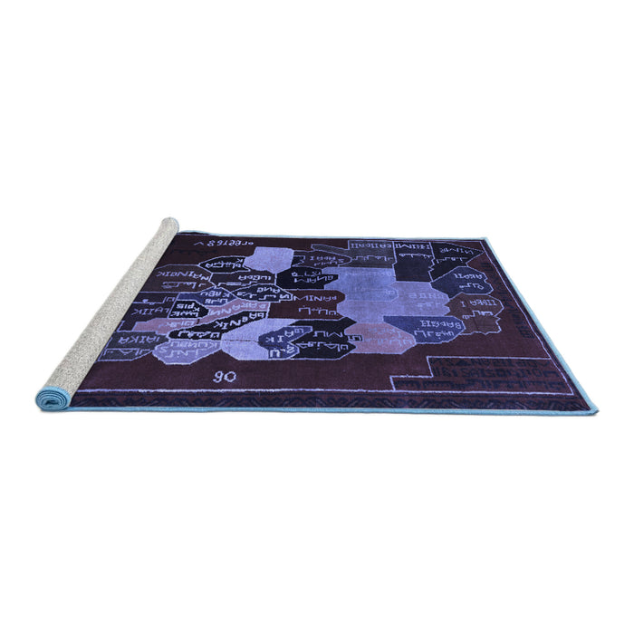 Sideview of Machine Washable Persian Blue Traditional Rug, wshtr2378blu