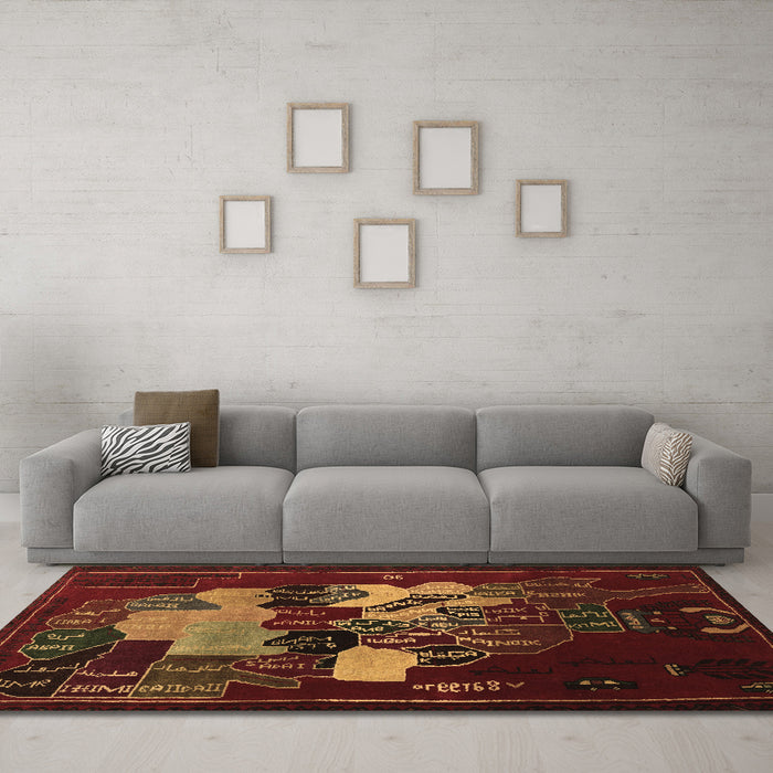 Machine Washable Persian Brown Traditional Rug in a Living Room,, wshtr2378brn