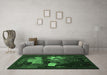 Machine Washable Persian Emerald Green Traditional Area Rugs in a Living Room,, wshtr2378emgrn