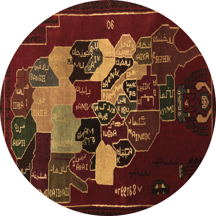 Round Persian Brown Traditional Rug, tr2378brn