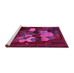 Sideview of Machine Washable Persian Pink Traditional Rug, wshtr2378pnk