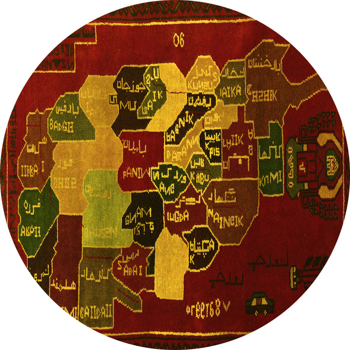 Round Persian Yellow Traditional Rug, tr2378yw