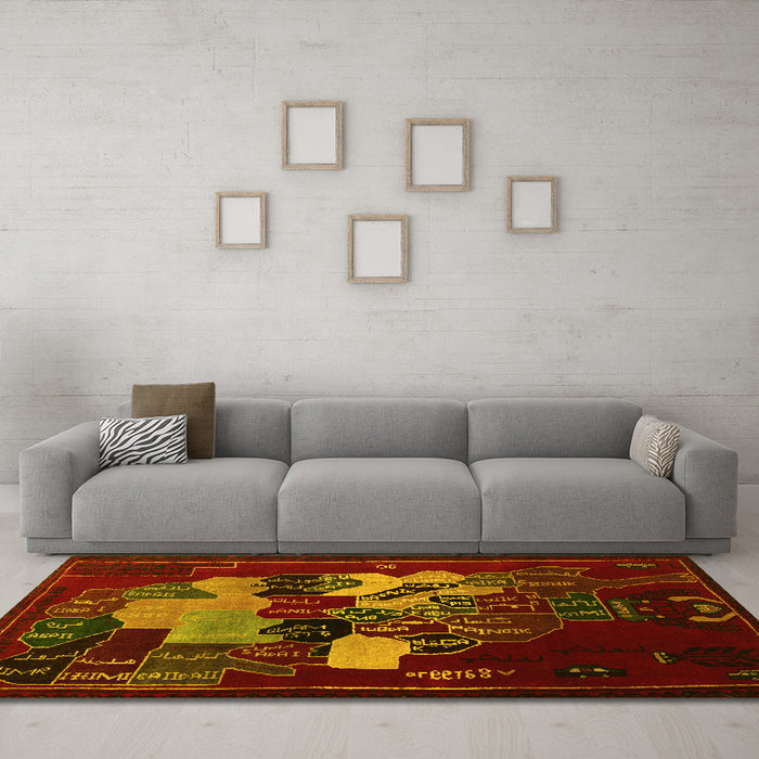 Machine Washable Persian Yellow Traditional Rug in a Living Room, wshtr2378yw