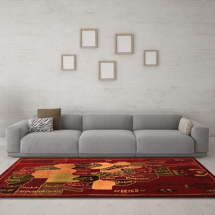 Machine Washable Persian Orange Traditional Area Rugs in a Living Room, wshtr2378org