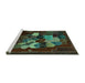 Sideview of Machine Washable Persian Turquoise Traditional Area Rugs, wshtr2378turq