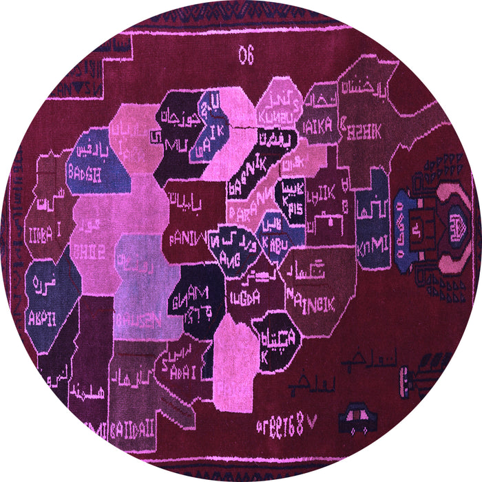 Round Persian Purple Traditional Rug, tr2378pur