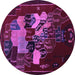 Round Persian Purple Traditional Rug, tr2378pur