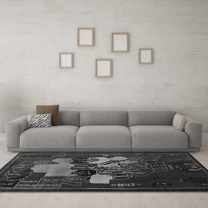 Machine Washable Persian Gray Traditional Rug in a Living Room,, wshtr2378gry